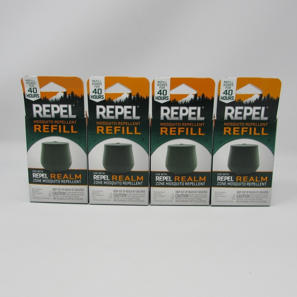 Repel Mosquito Repellent No Scent Refill 40 Hour Use with Realm Lot of 4