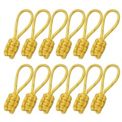 12Pcs Reflective Paracord Zipper Pull, 85 mm Length for Backpacks, Yellow