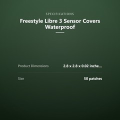 Freestyle Libre 3 Sensor Covers Waterproof – 50 Libre 3 Patches, Transparent,..,