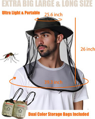 Mosquito Head Net, 2 Pack Ultra Fine Ice Silk Cooling Breathable Soft Large Long