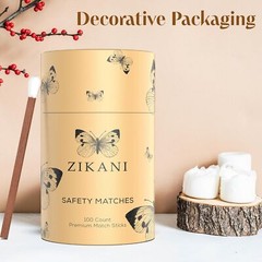 ZIKANI Espresso Stick White Tip Matches 4 Inch Refill for Cloche Jar 200 pcs