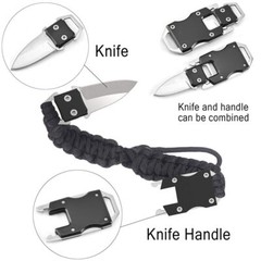 New Black Paracord Tactical Knife Bracelet Survival Gear EDC 2024