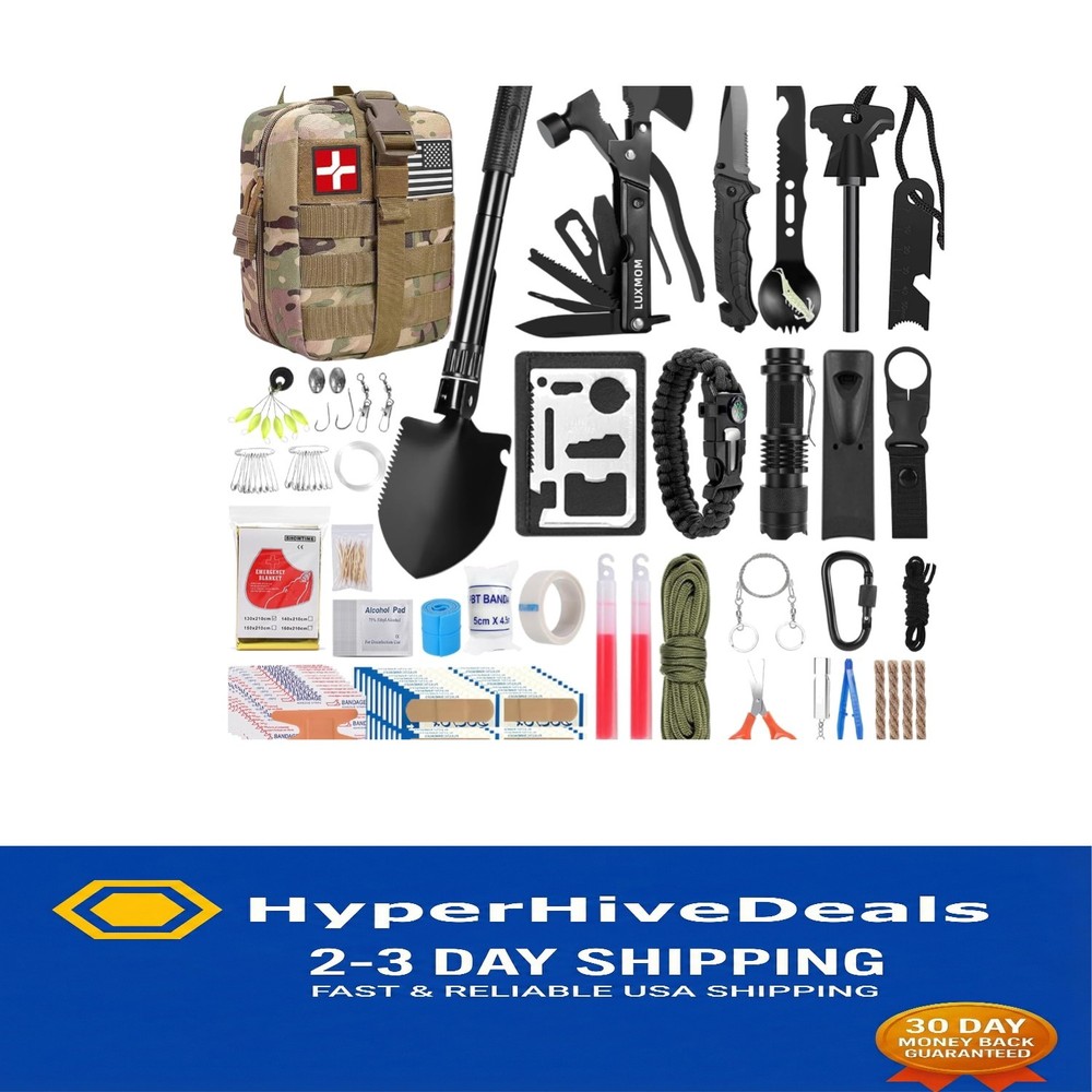Men’s 142-Pc Survival & First Aid Emergency Kit – Perfect for Camping Adventures