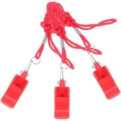 3Pcs Reusable ABS Red Outdoor Emergency Survival Whistles Keychain
