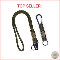 Tragdro 2 Pcs Heavy Duty Braided Paracord Lanyard Keychain with USA Flag, Parach
