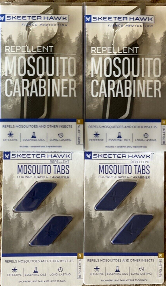 NEW Skeeter Hawk Mosquito Repellent 2 Carabiners & 4 Refill Tabs + 4 Extra Tabs