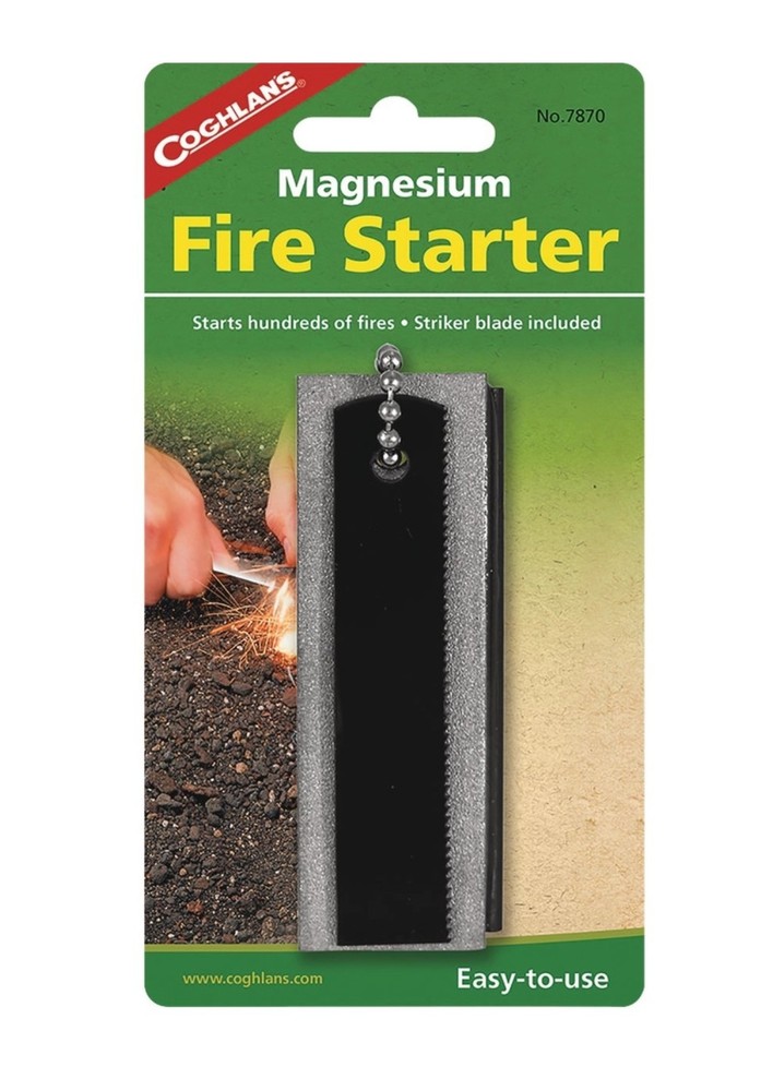 Coghlans Magnesium Fire Starter striker blade included starts hundreds of fires
