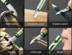 Mini Survival Kit with Whistle Knife Bottle Opener Magnesium Ferro Rod & Lanyard
