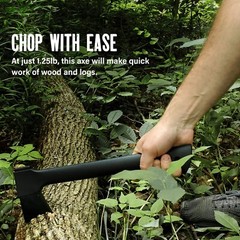 14” Stainless Steel Camping Axe for Wood Splitting with Forged Carbon Head, 20oz