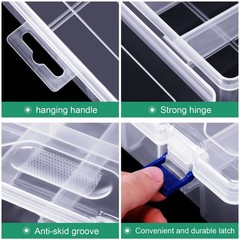 Honoson 6 Pack Fishing Tackle Box Organizer Storage 9 x 6 x 2.3 inches, Clear