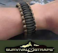 Survival Straps 550 Military Spec Paracord Bracelet Green/Tan 7.5″ Camping New