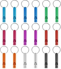 Prasacco 18 Pcs Emergency Whistle with Keychain, Emergency Whistle Survival Loud