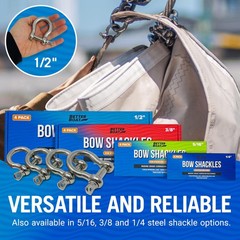 Premium Stainless Steel D-Ring Shackles, Marine Grade, 4-Pack, 1/2″ Mini Bow …