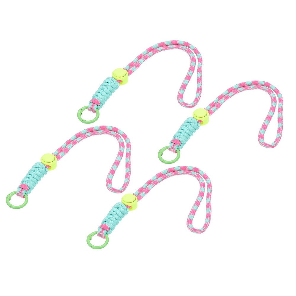 4Pcs Paracord Lanyard Keychain with Spring Ring, Wavy Design, Multicolored
