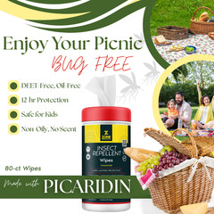 Zone Protects Picaridin Unscented Insect Repellent Wipes