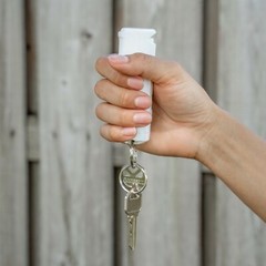 POLICE MAGNUM Pepper Spray Keychain Self Defense- 2 Pack .50oz White Flip top OC
