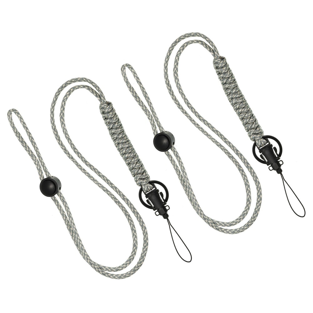 2Pcs Paracord Lanyard Braided Lanyard Necklace Keychain Badge Lanyard Grey Camo