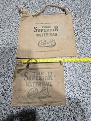 2 Antique Superior Water Bags Scotch Flax Canvas with Corks. Great For Display