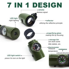 Survival Whistle, 7in1 Whistle Survival, Multifunctional Camping Signal Whist…