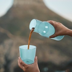 Reusable Glass Cup Kettle Kit Sky Blue Home Drinkware Elegant Design
