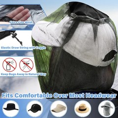 Mosquito Head Net Mesh One Piece Face Neck Fly Netting Cover from Bugs Gnats