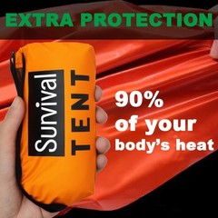 Emergency 2-Person Orange & Gray Survival Tent with Whistle & Paracord Storm &