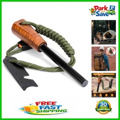 Compact Outdoor Fire Starter with Wooden Handle – Reliable Ferro Rod for Camping