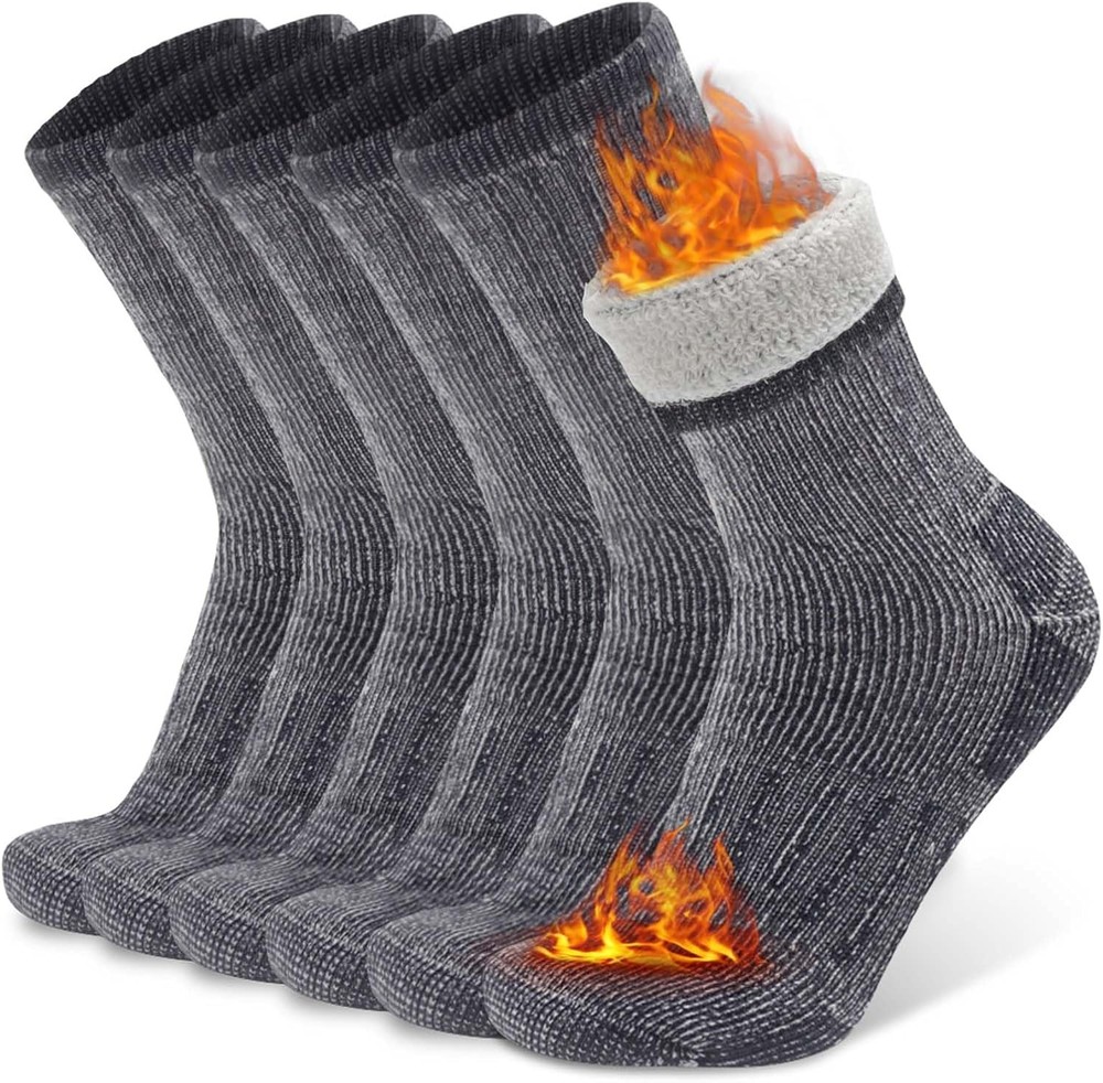 Busy Socks 3 Pack Crew Merino Wool Hiking Large-X-Large, 3 Pairs Light Grey