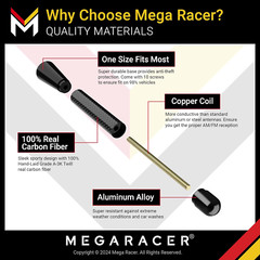 Black Carbon Fiber Antenna for Truck, Car, SUV – 3 Inch Universal Fi