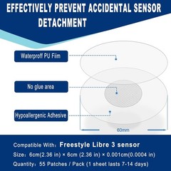 55 Pack Freestyle Sensor Covers, Waterproof & Transparent Adhesive Patches fo…