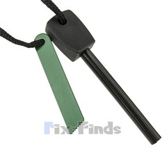 Ferrocerium Rod Flint Fire Starter Survival Kit With Green Scraper Camping Tool