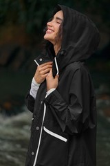 Yousify Womens Waterproof Rain Jackets Raincoat Hooded Lined Large, Black