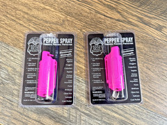 2 Pack Police Magnum Keychain pepper spray Self Defense 1/2oz Flip Top HOT PINK