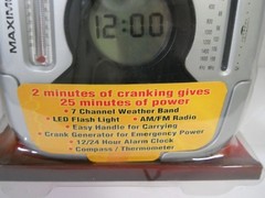 Maximo Emergency Power Crank Generator Weather Band Radio Light Clock Compass