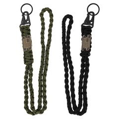 2Pcs Paracord Lanyard, Strong Lanyard with USA Flag, Black, Olive Green