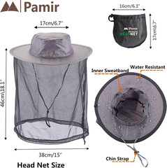 Mosquito Head Net Hat with Hidden Mesh Mask – UPF 50+ Sun Protection Safari Buck