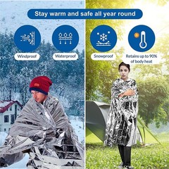 Emergency Thermal Blanket 25 Pack Mylar Reflective Survival Shelter 210x160cm