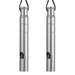 2Pcs Titanium Emergency Whistle 120db Safety Whistle with Lanyard Suitable