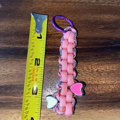 Paracord Keychain Pink with Heart Charms