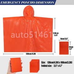 2Pcs Emergency Hooded Poncho Insulated PE Rain Coat Windproof Outdoor Hiking