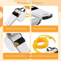 304 Stainless Steel Whistles Bulk, Waterproof Whistles with Lanyard for Indoo…