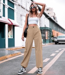 ZMPSIISA Women High Waisted Cargo Pants Wide Leg Casual X-Large, Khaki