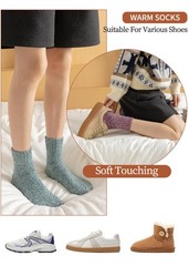 Candsliky Wool Winter Socks for Men, Thick Boot Crew Socks, 5 One Size, Mix 2