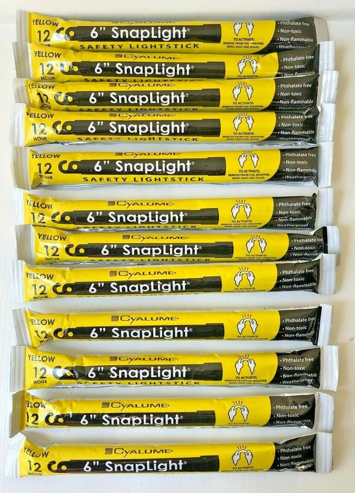 Lot 12 Yellow Cyalume 12H Lightsticks Emergency Survival Prepper Bug Out EX 2024