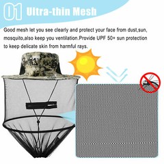 Outdoor Fishing Cap Anti-Mosquito Bug Fly Bee Insect Head Net Hat Sun Protection
