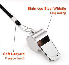 Stainless Steel Whistle with Lanyard, Very Loud Sports Whistle, Perfect for Refe