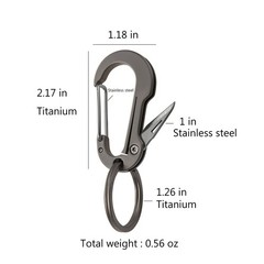 Titanium Carabiner Clip for Keys,Multifunctional EDC Keychain with Keyring,Ba…