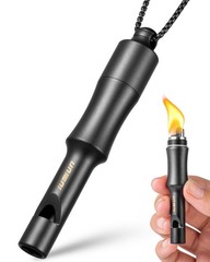 Iumiun 3-In-1 Fire Starter Survival Tool -Titanium Emergency Whistle Kerosene