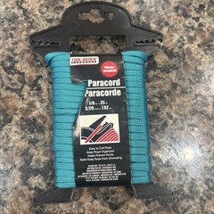 Tool Bench Hardware Paracord Teal 1/8in x 25 ft New
