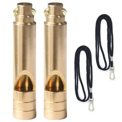 125dB Loud Brass Emergency Whistles Lanyard 2PCS Safety Keychain Hiking Camping